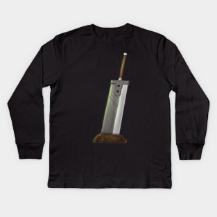 Buried Buster Sword Cloud Strife Cool Retro Kids Long Sleeve T-Shirt